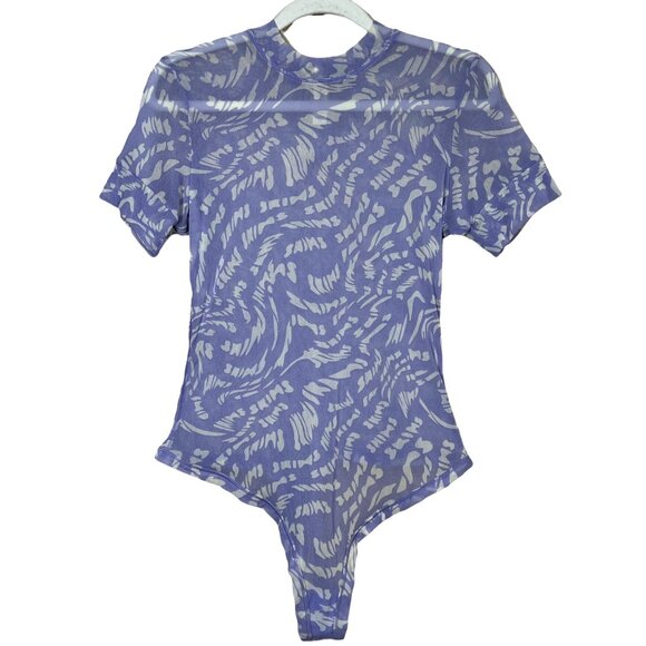SKIMS Summer Mesh T-Shirt Bodysuit Lilac Swirl‎ Womens Small - Picture 2 of 12